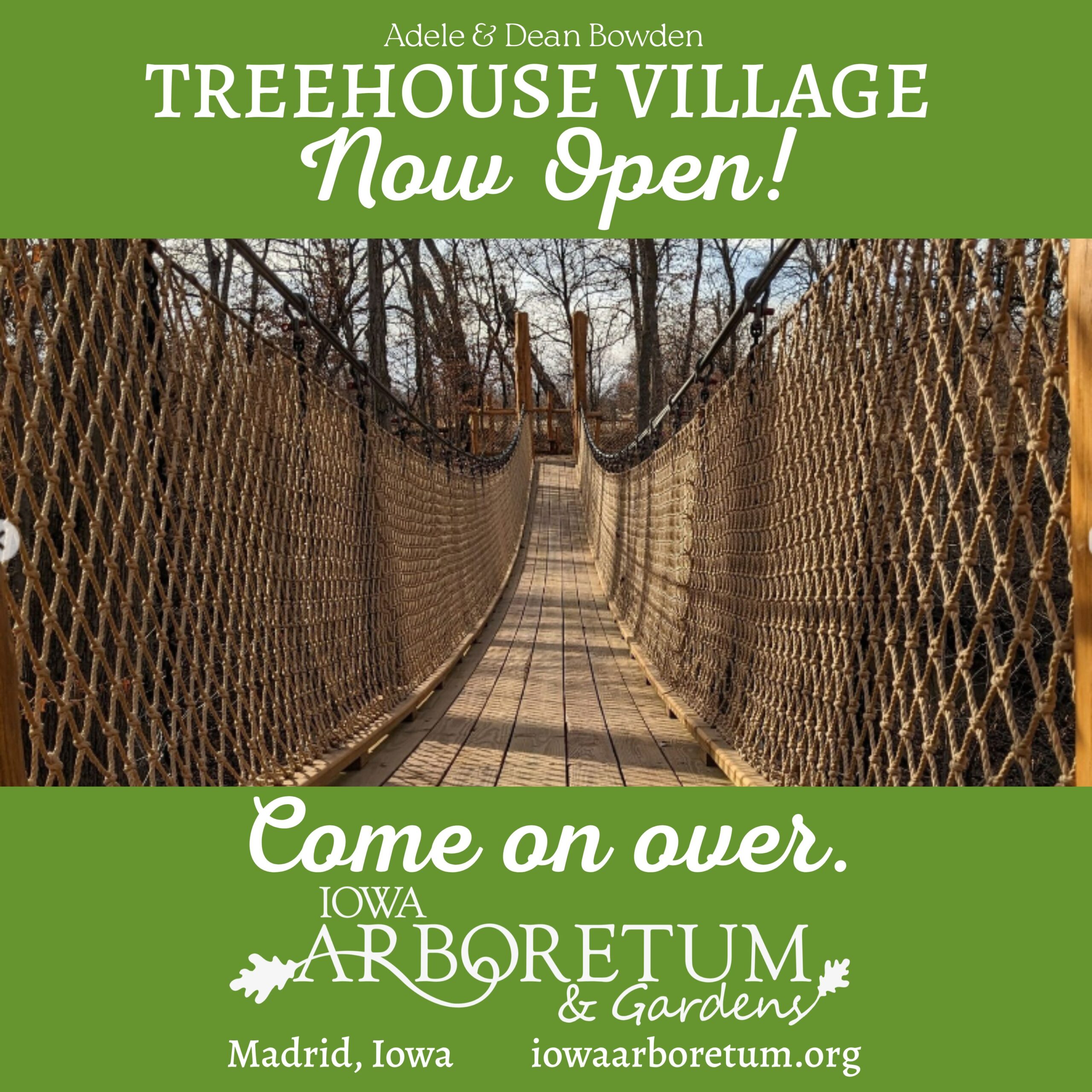 Treehouse Village covered in snow