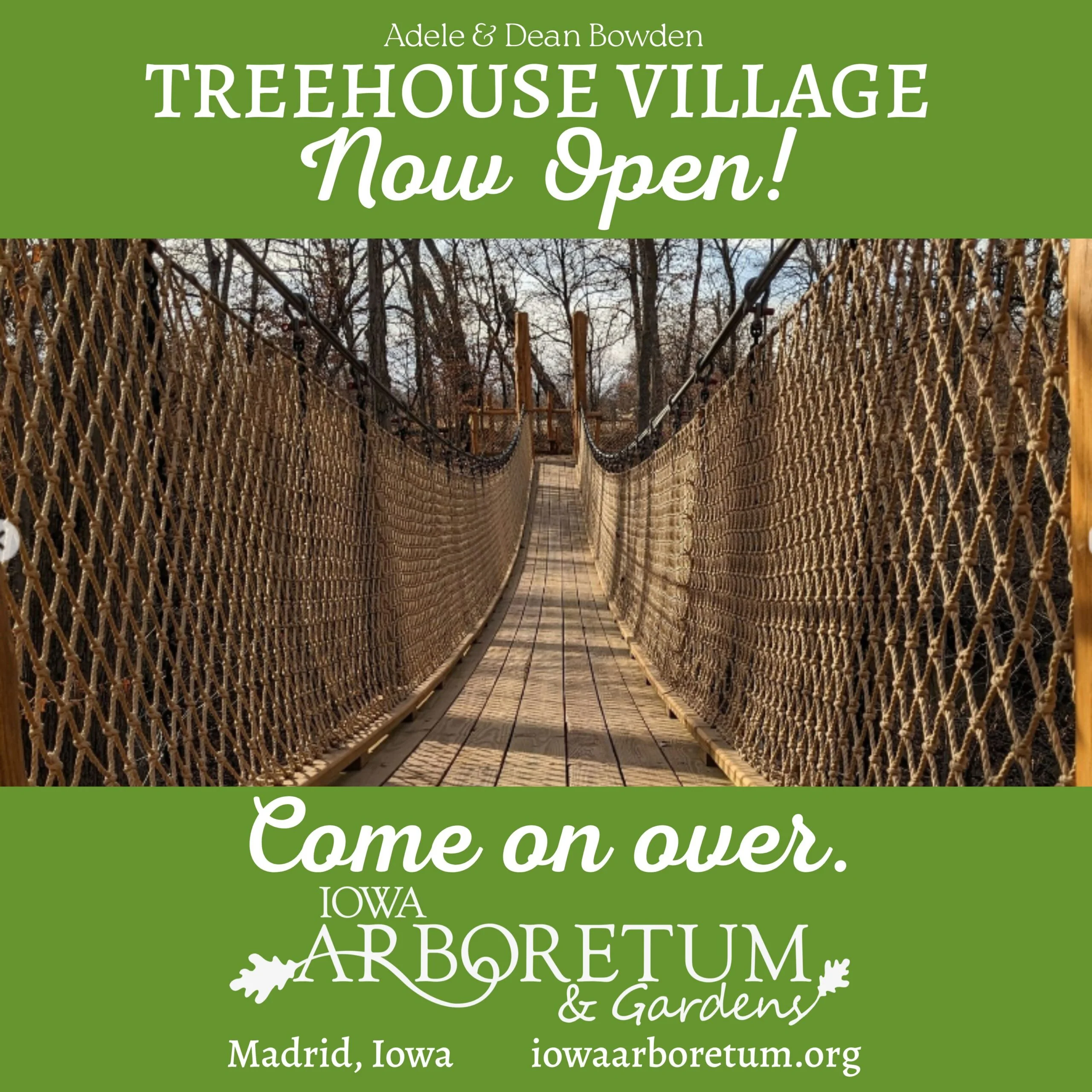 Suspension Bridge at Treehouse Village Iowa Arboretum and Gardens